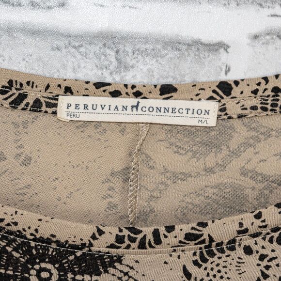 Peruvian Connection Crew Pullover Tunic Blouse in Floral Print Size Medium - Picture 2 of 8